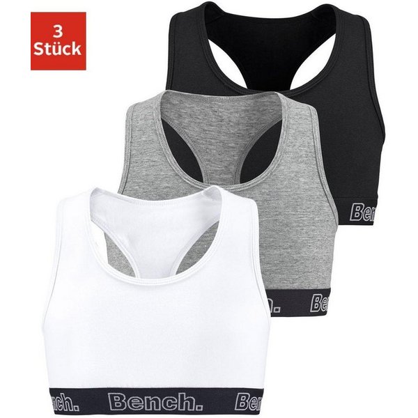 Bench. Bustier (Packung, 3-tlg) unifarben, Bündchen mit Logoschriftzug, Ringerrücken