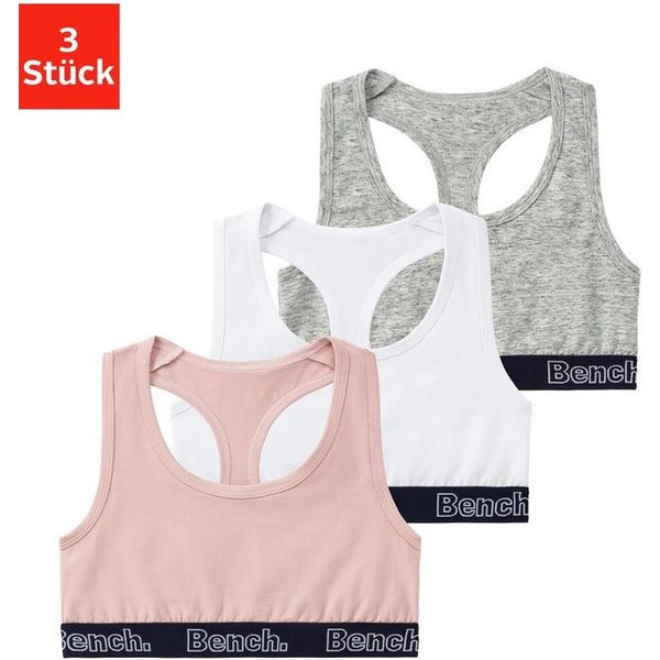 Bench. Bustier (Packung, 3-tlg) unifarben, Bündchen mit Logoschriftzug, Ringerrücken