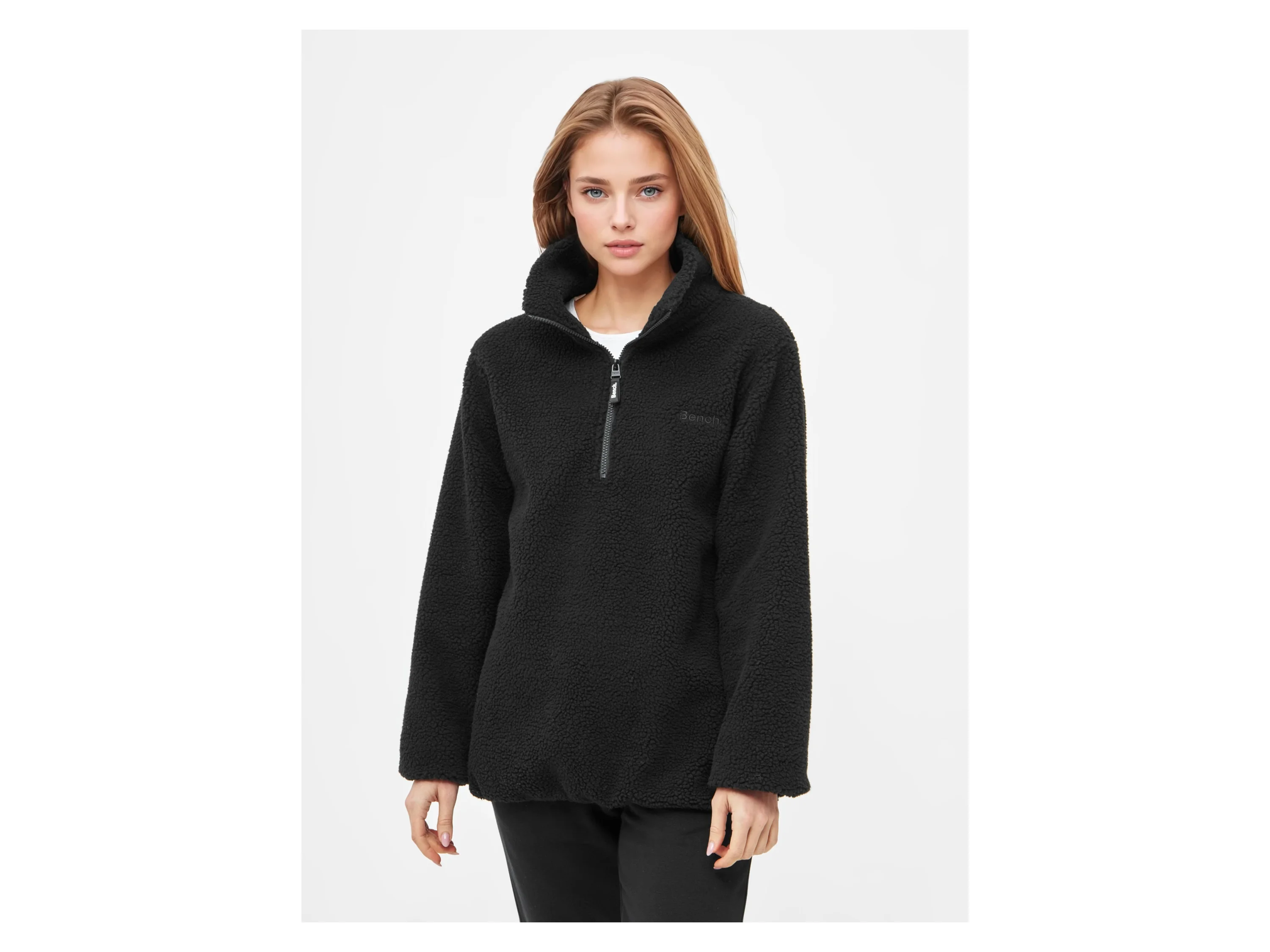 BENCH Damen Pullover mit Reißverschlusss (Schwarz, M) – Bild 2 von 4