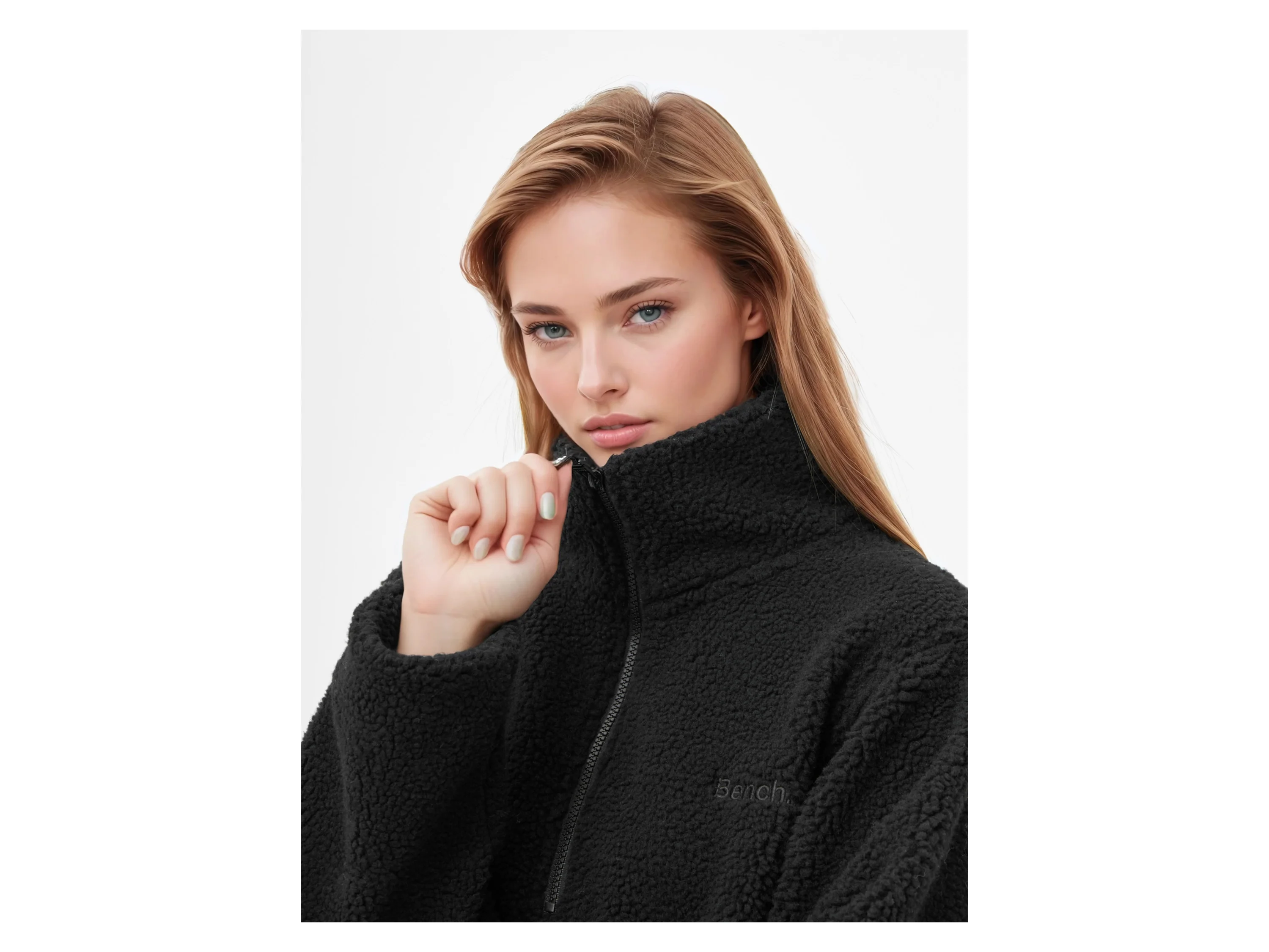 BENCH Damen Pullover mit Reißverschlusss (Schwarz, M) – Bild 3 von 4