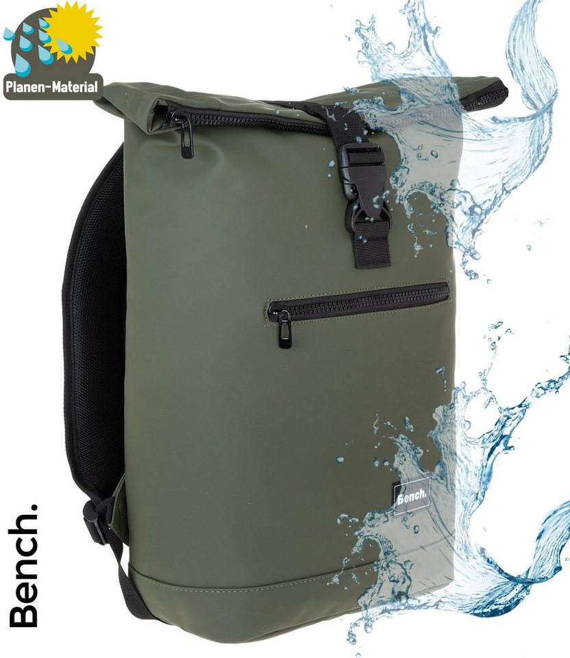 Bench. Freizeitrucksack Roll-Top Kurierrucksack Hydro aus Plane wetterfest A4, Laptop Fach Rucksack Daypack Tagesrucksack 64175 + Etui – Bild 2 von 5