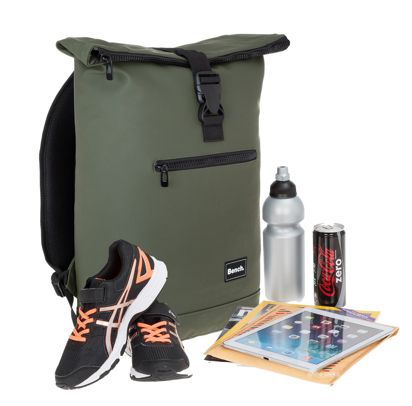 Bench. Freizeitrucksack Roll-Top Kurierrucksack Hydro aus Plane wetterfest A4, Laptop Fach Rucksack Daypack Tagesrucksack 64175 + Etui – Bild 4 von 5