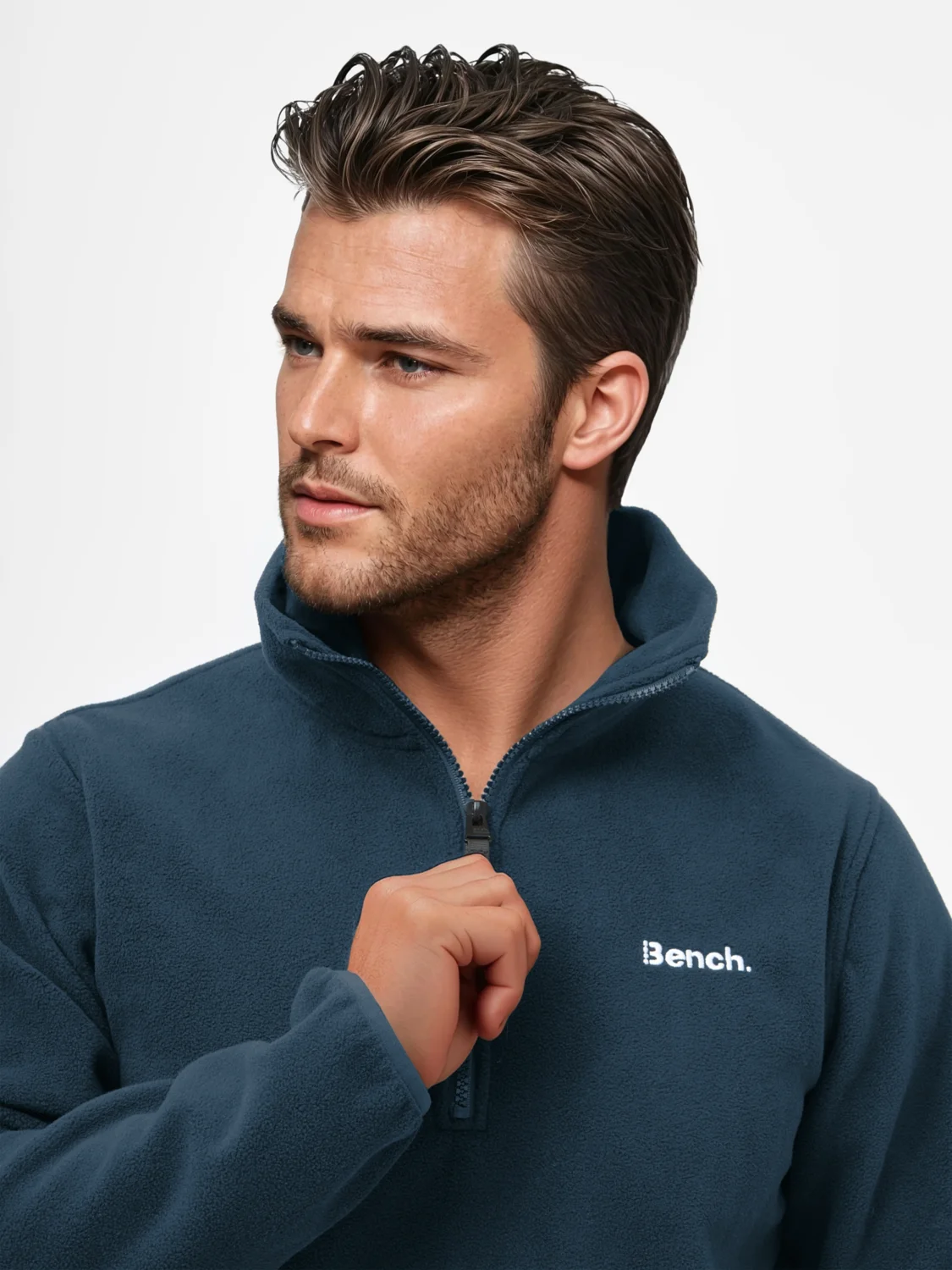 BENCH Herren Pullover mit Reißverschluss (Navy, L) – Bild 3 von 4