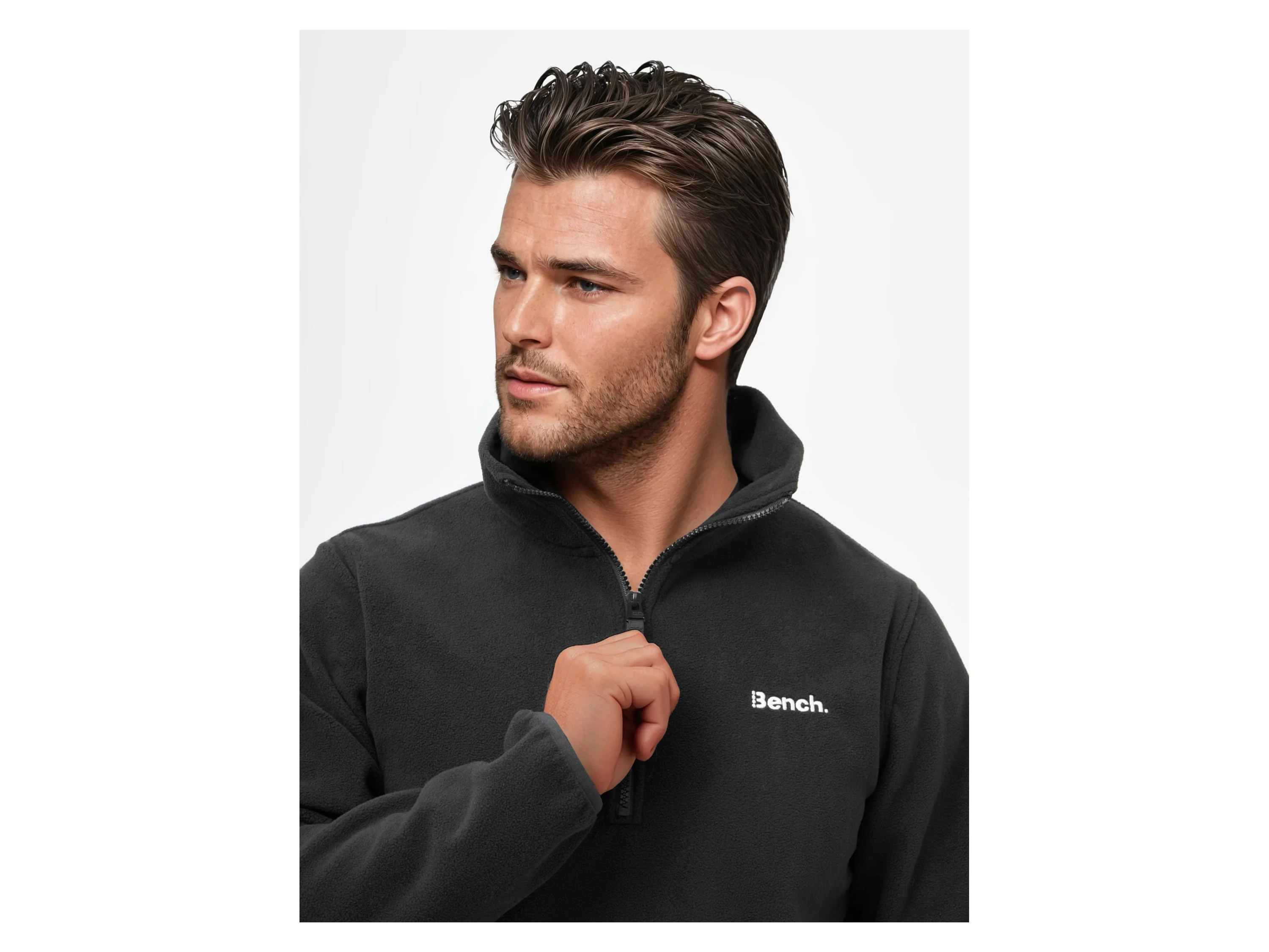 BENCH Herren Pullover mit Reißverschluss (Schwarz, XL) – Bild 3 von 4