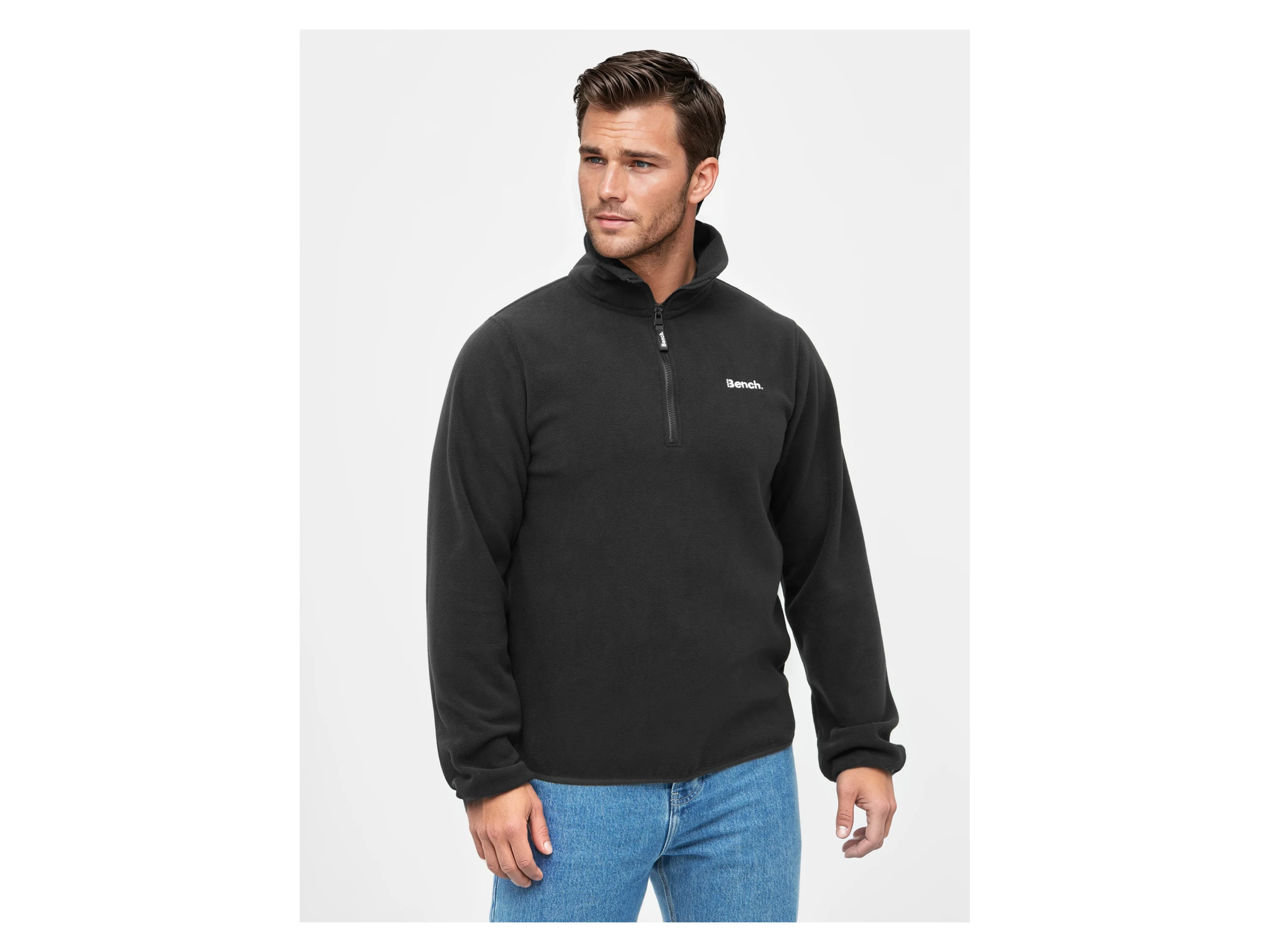 BENCH Herren Pullover mit Reißverschluss (Schwarz, M) – Bild 2 von 4
