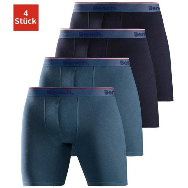 Bench. Langer Boxer (Packung, 4-St) Boxershorts mit langem Bein, schmalen Streifen und Logo im Bund