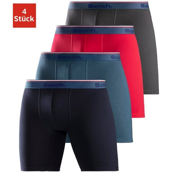Bench. Langer Boxer (Packung, 4-St) Boxershorts mit langem Bein, schmalen Streifen und Logo im Bund