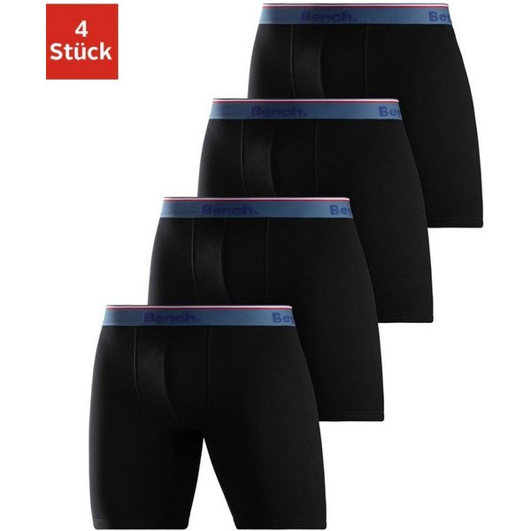 Bench. Langer Boxer (Packung, 4-St) Boxershorts mit langem Bein, schmalen Streifen und Logo im Bund