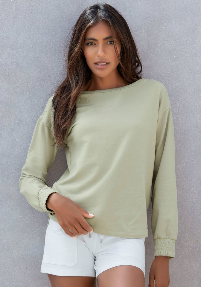 Bench. Loungewear Sweatshirt mit gerafften Ärmelbündchen, Loungeanzug – Bild 3 von 5