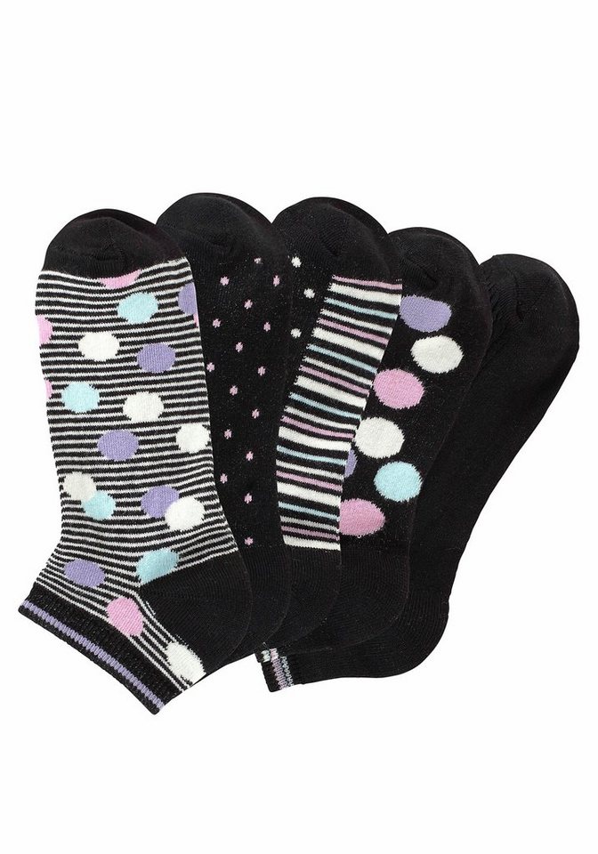 Bench. Sneakersocken Damen bunte Söckchen, unterschiedliche Designs (Packung, 5-Paar, Gr. 35-38 bis 39-42) gestreift und gepunktet – Bild 2 von 5