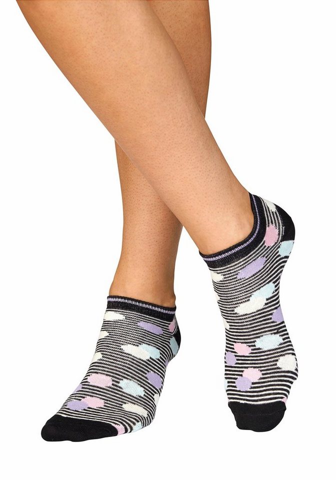 Bench. Sneakersocken Damen bunte Söckchen, unterschiedliche Designs (Packung, 5-Paar, Gr. 35-38 bis 39-42) gestreift und gepunktet – Bild 3 von 5