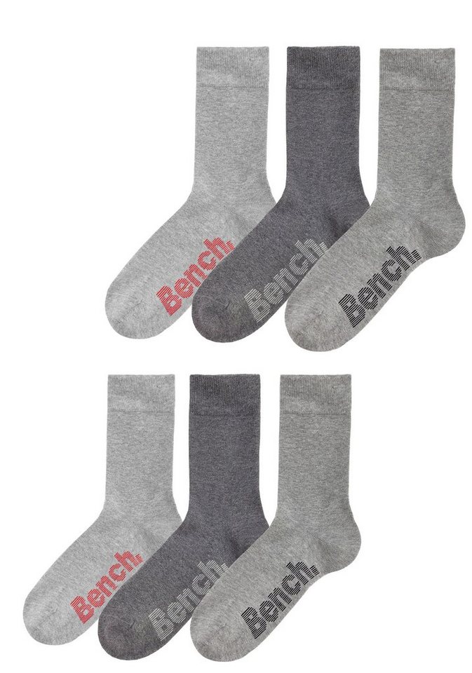 Bench. Socken Damen Herren Basic Socken für Freizeit und Alltag (Box, 6-Paar, in der Geschenkbox) in der praktischen Box mit verschiedenfarbigen Logos – Bild 2 von 5