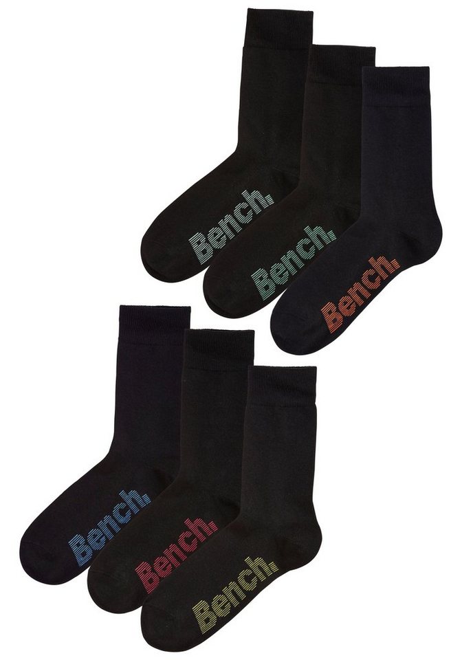 Bench. Socken Damen Herren Basic Socken für Freizeit und Alltag (Box, 6-Paar, in der Geschenkbox) in der praktischen Box mit verschiedenfarbigen Logos – Bild 2 von 5