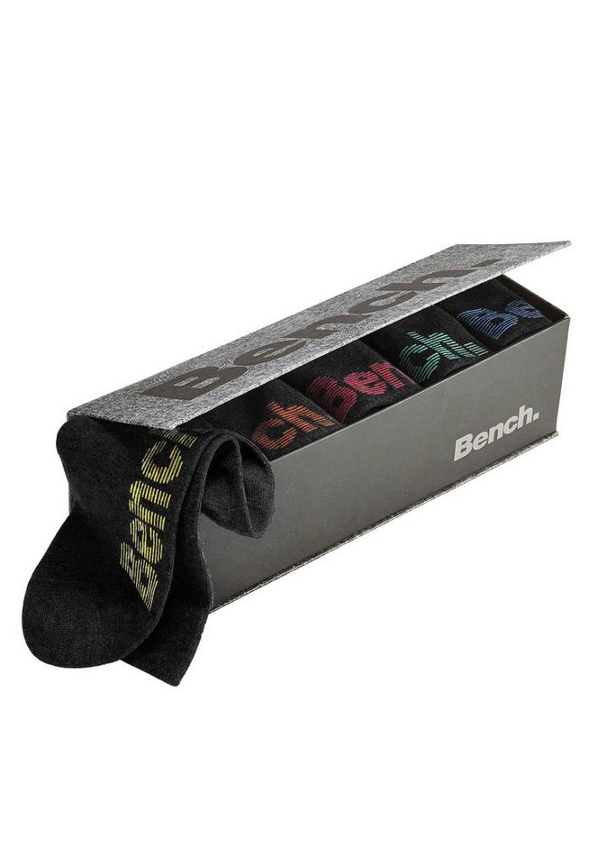 Bench. Socken Damen Herren Basic Socken für Freizeit und Alltag (Box, 6-Paar, in der Geschenkbox) in der praktischen Box mit verschiedenfarbigen Logos – Bild 4 von 5