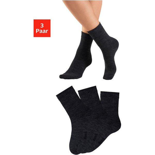 Bench. Socken Damen Wollsocken, Basic mit weichem Gummibund, Wandersocken (Packung, 3-Paar) Damensocken aus flauschigem Material mit wärmender Wolle