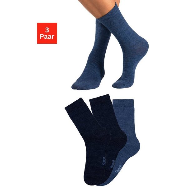 Bench. Socken Herren Wollsocken, Basic uni (Packung, 3-Paar, Gr. 39-42 bis 47-48) Herrensocken mit wärmender Wolle