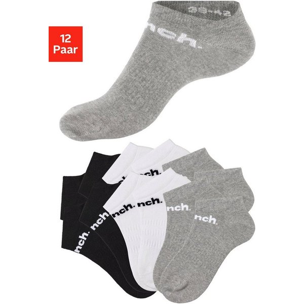 Bench. Sportsocken Damen Herren Sneaker Socken, Laufsocken niedrige Socken (Packung, 12-Paar, Großpackung Gr. 35-38 bis 47-48) Sneakersocken mit klassischem Log
