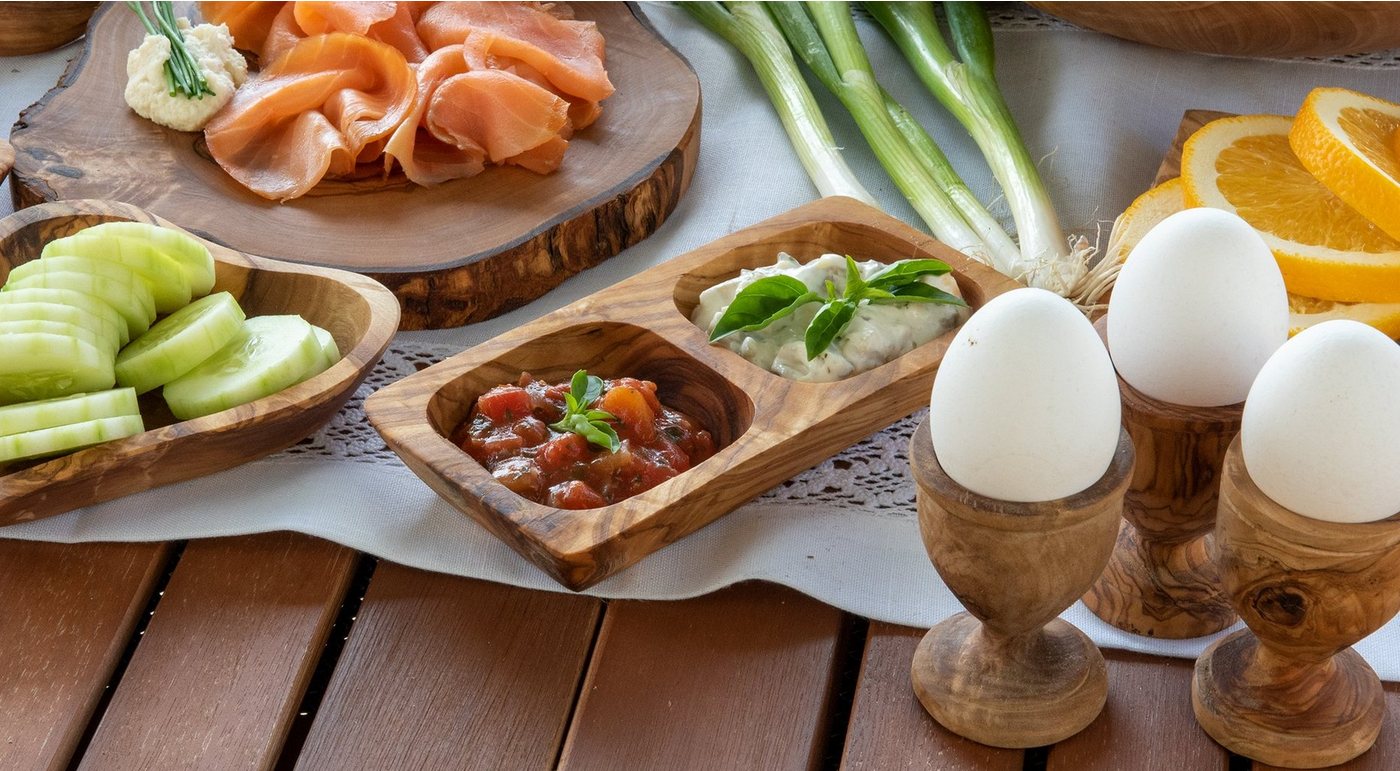 Benera Snackschale Olivenholz Schale mit 2 Fächer I Snackschale Schälchen, Olivenholz – Bild 4 von 4