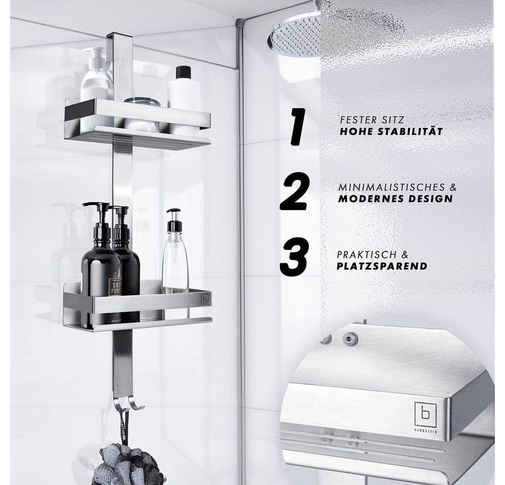Benkstein Duschablage Duschablage zum Hängen Silber, 1-tlg., Duschregal mit 2 Duschkörben Edelstahl – Bild 3 von 5