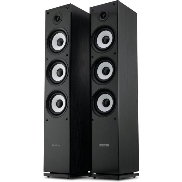 Bennett & Ross Ultrasphere 3-Wege HiFi Boxen Paar, schwarz Stand-Lautsprecher (400 W, mit Bassreflex-Konstruktion, Maserung in Holzoptik, schwarz)