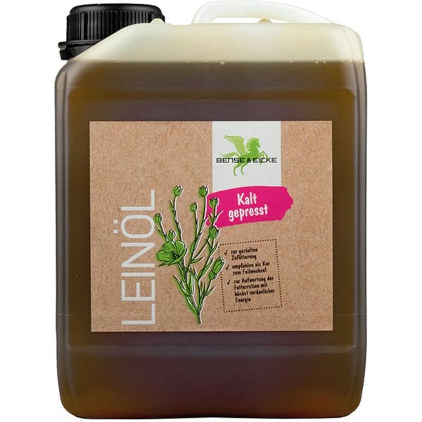 Bense & Eicke Leinöl -kalt gepresst- 2500 ml, Ergänzungsfutter für: Pferde
