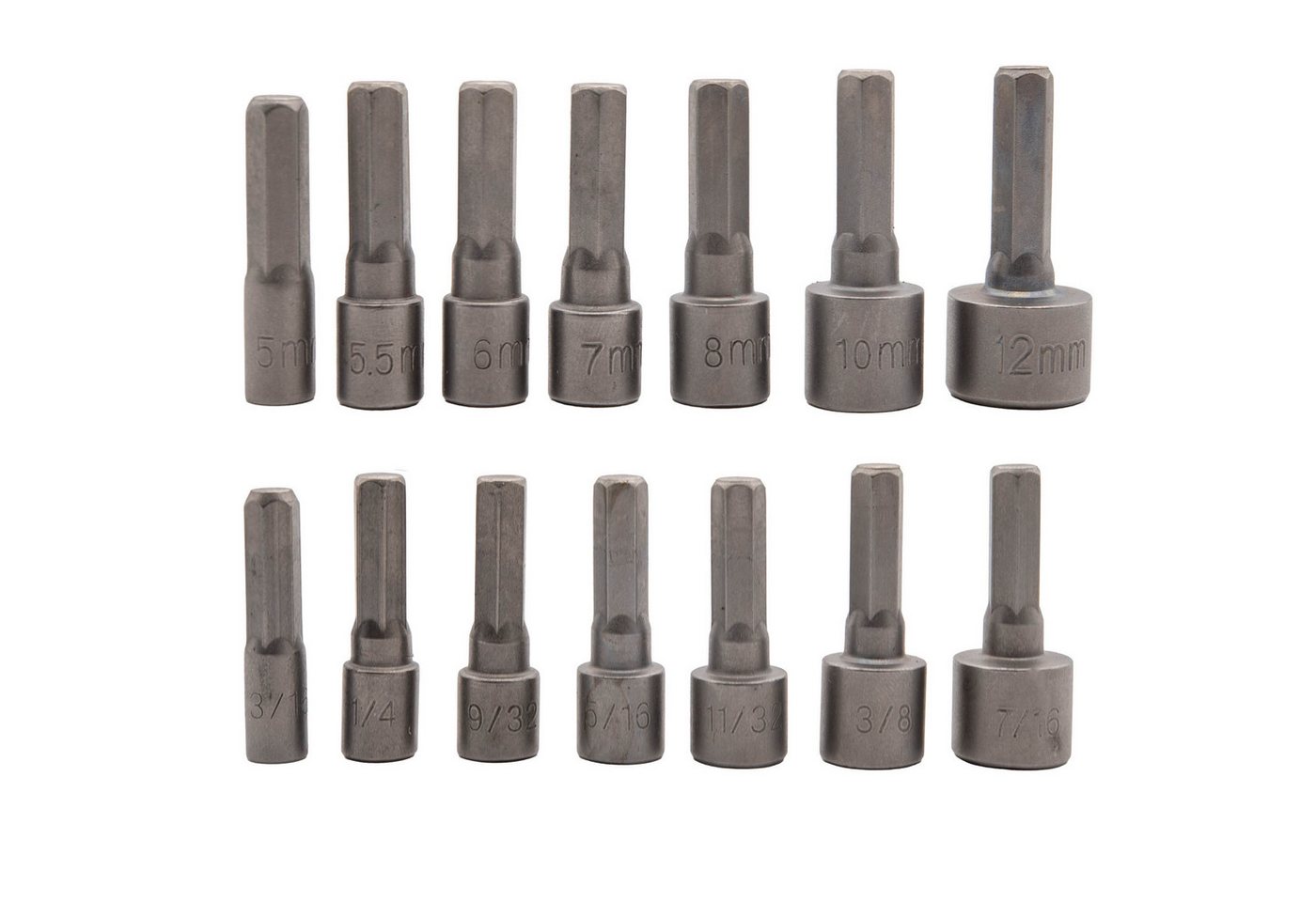 BENSON Bit-Set Stecknuss Bit Nuss Set 14-teilig Außensechskant, 5-12mm, Steckschlüssel, Bitsatz – Bild 2 von 5