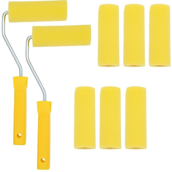 BENSON Farbroller Farbroller Set 10 tlg Schaumwalzen, Schaumstoffwalzen, Lackier-Set, Lackset, Farbwalzenhalter