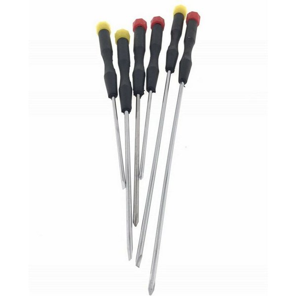 BENSON Schraubendreher 6x Schraubendreher Schraubenzieher 170 - 240 mm, (6 St), extra lang, Set, Kreuz und Schlitz