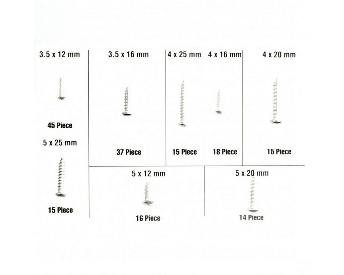 Benson Tools Schrauben-Set Verzinkte Kreuzschlitz-Blechschrauben im 175tlg. Sortimentskasten, (175 St), universell einsetzbar – Bild 3 von 3