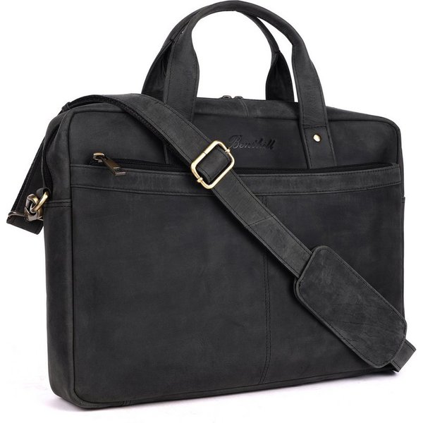 Benthill Aktentasche Echt Leder Laptoptasche Büro Tasche Umhängetasche Schultertasche, Schultergurt / Umhängegurt Reißverschlussfach