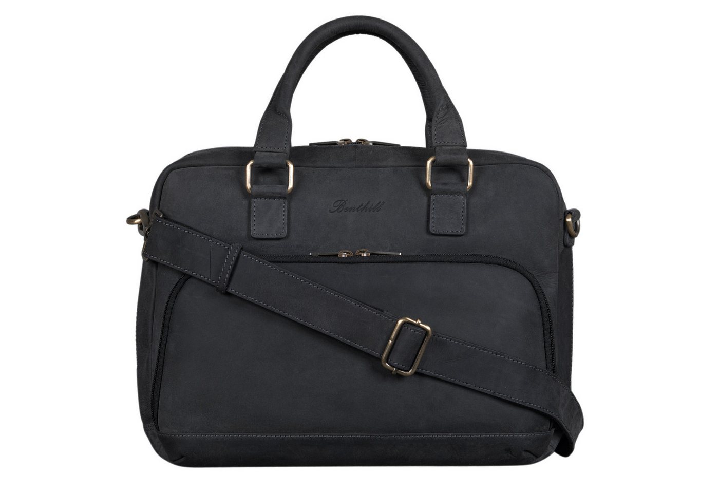 Benthill Aktentasche Echt Leder Laptoptasche Notebooktasche Aktentasche Vintage Groß Herren, Schultergurt / Umhängegurt Reißverschlussfach – Bild 2 von 5