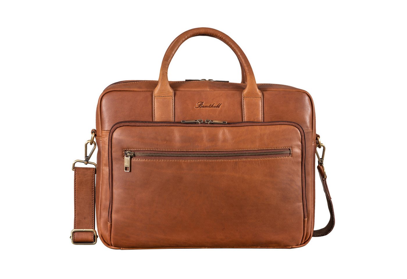 Benthill Aktentasche Echt Leder Laptoptasche Notebooktasche Umhängetasche Laptoptasche, Schultergurt / Umhängegurt Reißverschlussfach – Bild 2 von 5