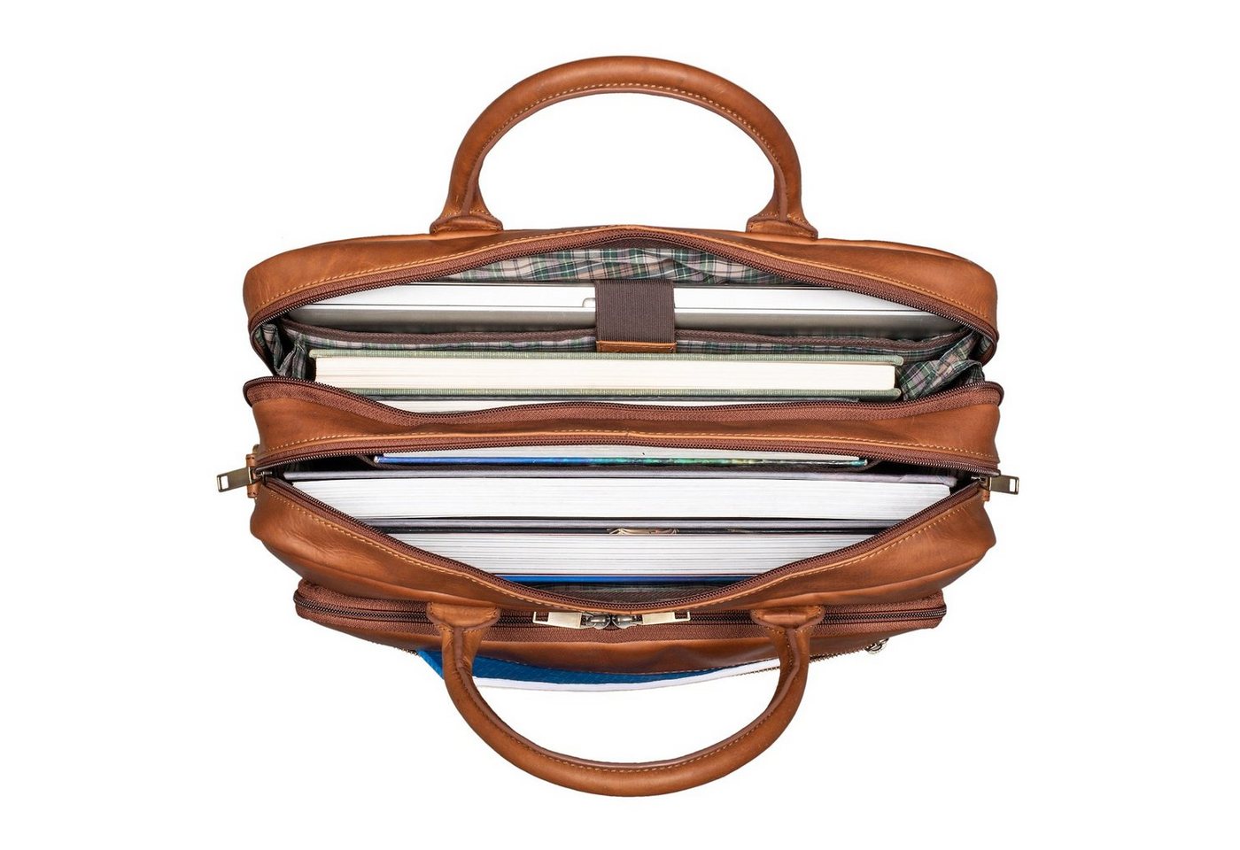 Benthill Aktentasche Echt Leder Laptoptasche Notebooktasche Umhängetasche Laptoptasche, Schultergurt / Umhängegurt Reißverschlussfach – Bild 3 von 5