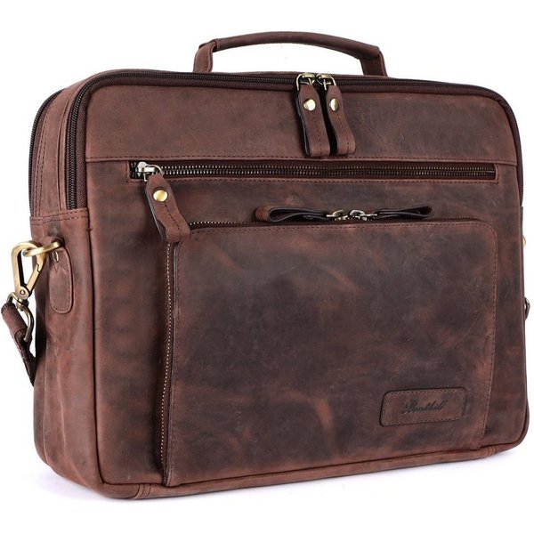 Benthill Aktentasche Echt Leder Laptoptasche Notebooktasche Umhängetasche Laptoptasche, Schultergurt / Umhängegurt Reißverschlussfach