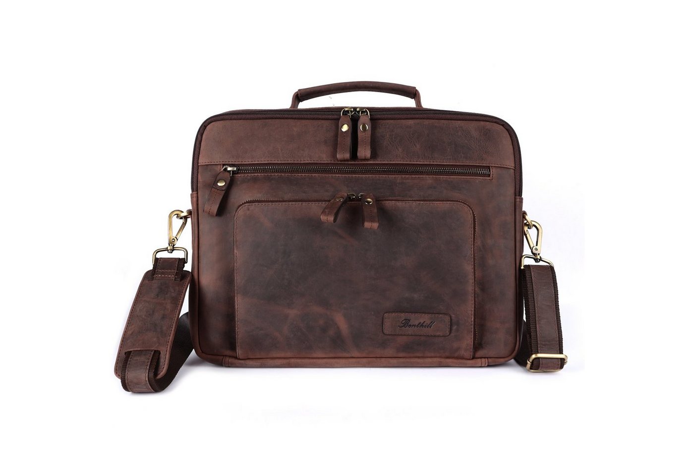 Benthill Aktentasche Echt Leder Laptoptasche Notebooktasche Umhängetasche Laptoptasche, Schultergurt / Umhängegurt Reißverschlussfach – Bild 2 von 5