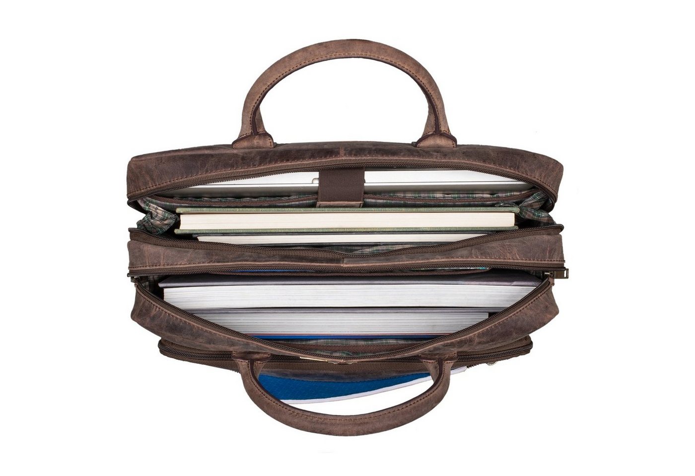 Benthill Aktentasche Echt Leder Laptoptasche Notebooktasche Umhängetasche Laptoptasche, Schultergurt / Umhängegurt Reißverschlussfach – Bild 3 von 5