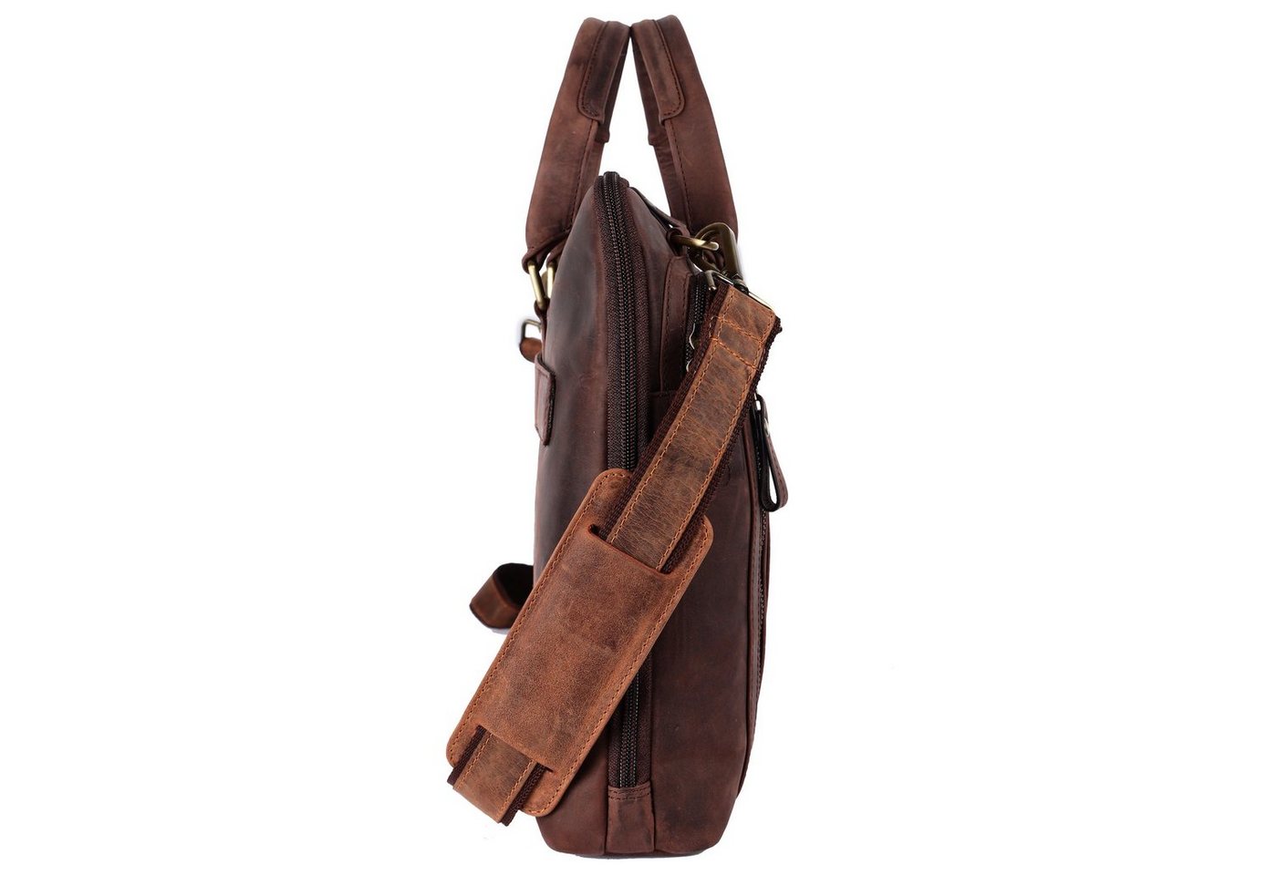 Benthill Aktentasche Echt Leder Laptoptasche Notebooktasche Umhängetasche Laptoptasche, Schultergurt / Umhängegurt Reißverschlussfach – Bild 4 von 5