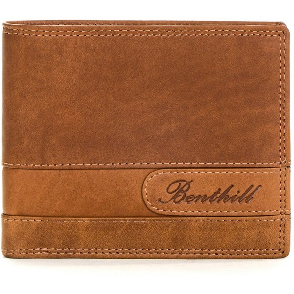 Benthill Geldbörse Herren Echt-Leder Geldbeutel RFID Großes Portemonnaie Männer Vintage, RFID-Schutz Kartenfächer Münzfach
