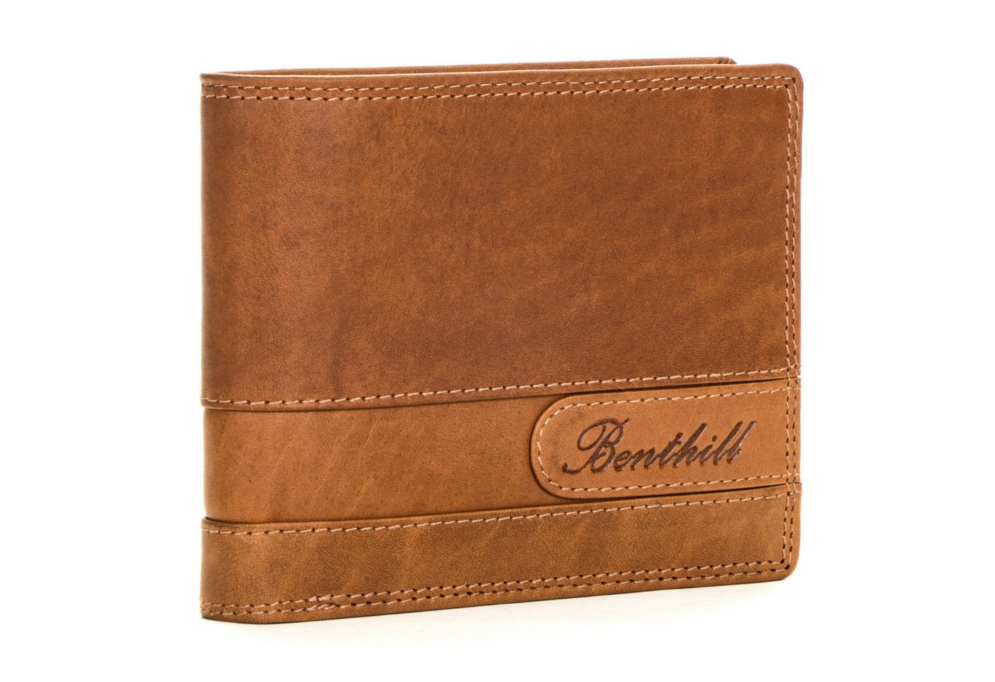 Benthill Geldbörse Herren Echt-Leder Geldbeutel RFID Großes Portemonnaie Männer Vintage, RFID-Schutz Kartenfächer Münzfach – Bild 4 von 5