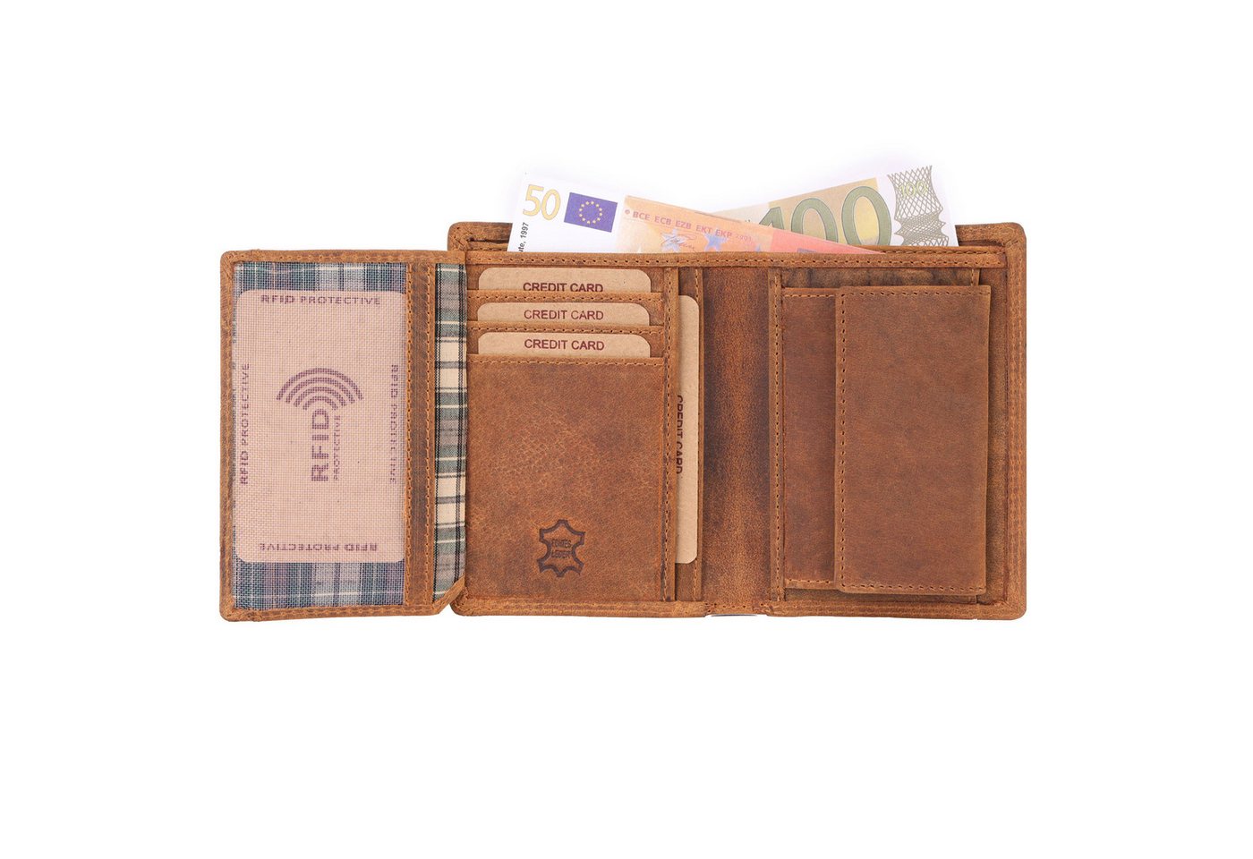 Benthill Geldbörse Herren Echt Leder Geldbeutel RFID Männer Portemonnaie Slim Portmonee, RFID-Schutz Kartenfächer Münzfach – Bild 4 von 5