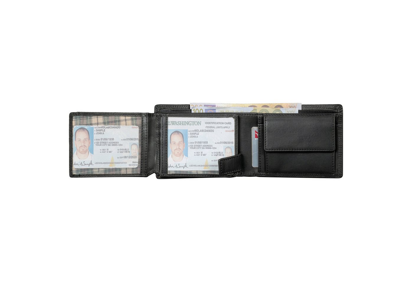 Benthill Geldbörse Herren Echt-Leder Geldbeutel RFID Großes Portemonnaie Männer Vintage, RFID-Schutz Kartenfächer Münzfach – Bild 3 von 5