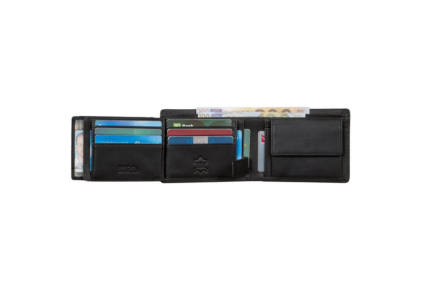 Benthill Geldbörse Herren Echt-Leder Geldbeutel RFID Großes Portemonnaie Männer Vintage, RFID-Schutz Kartenfächer Münzfach – Bild 4 von 5