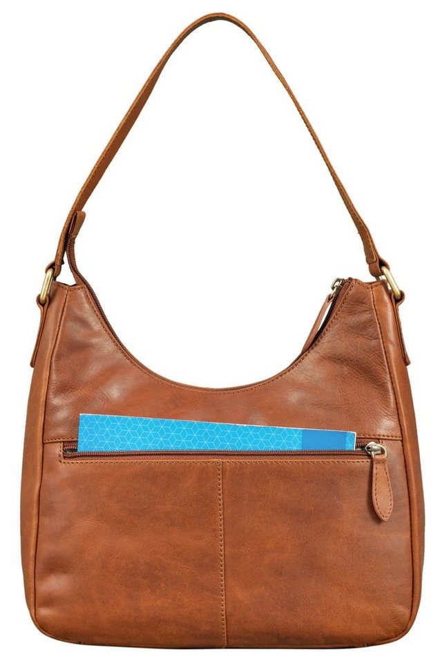 Benthill Handtasche Damen Echt Leder Schultertasche Umhängetasche Ledertasche Umhängegurt, Schultergurt / Umhängegurt Reißverschlussfach – Bild 4 von 5