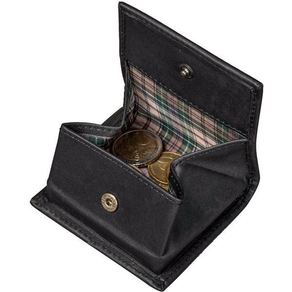 Benthill Mini Geldbörse Echt Leder Münzbörse mit Kleingeldschütte Slim Wallet für Münzen, Münzfach