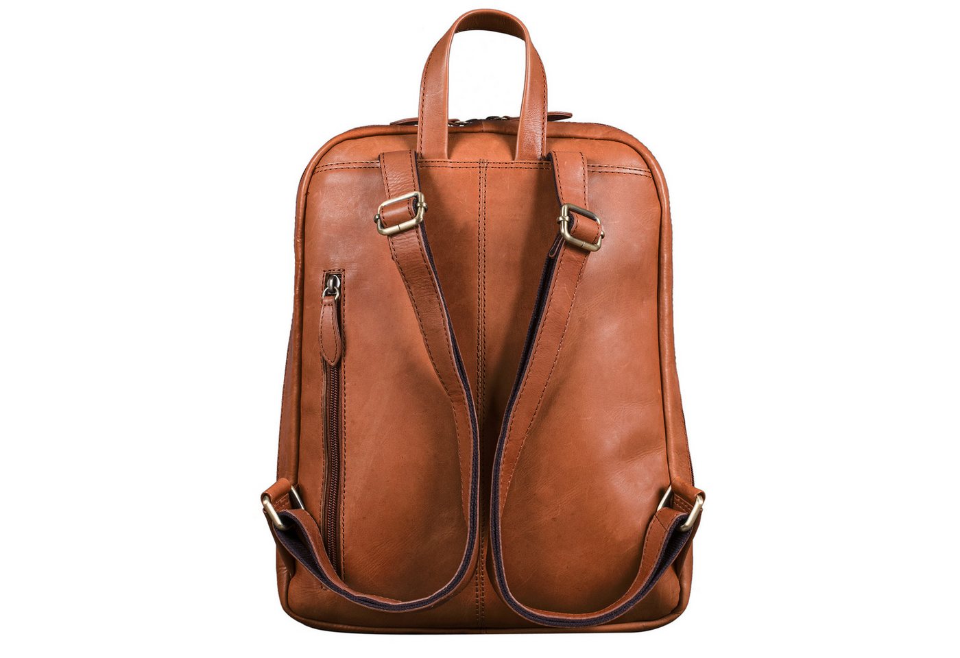 Benthill Rucksack Rucksack Echt Leder Damen Herren Daypack Backpack Lederrucksack, Reißverschlussfach – Bild 5 von 5