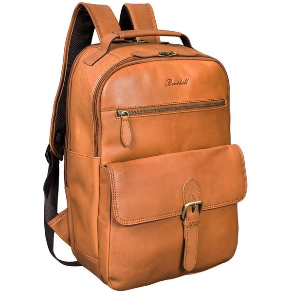 Benthill Rucksack Echt Leder Rucksack Damen Herren Backpack Lederrucksack Reise Bag, Reißverschlussfach
