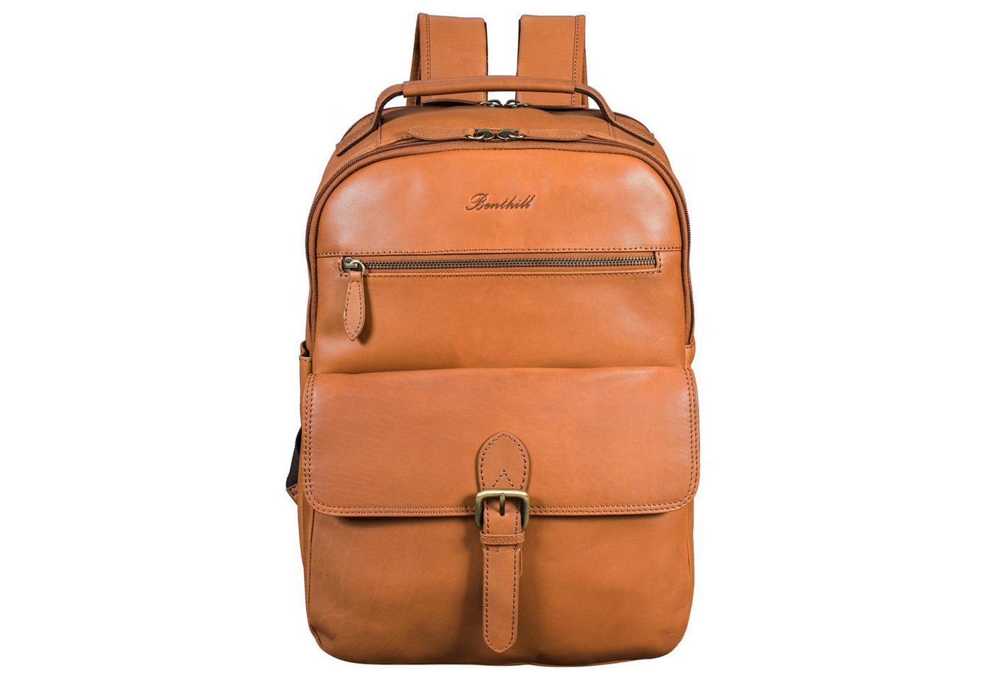 Benthill Rucksack Echt Leder Rucksack Damen Herren Backpack Lederrucksack Reise Bag, Reißverschlussfach – Bild 2 von 5