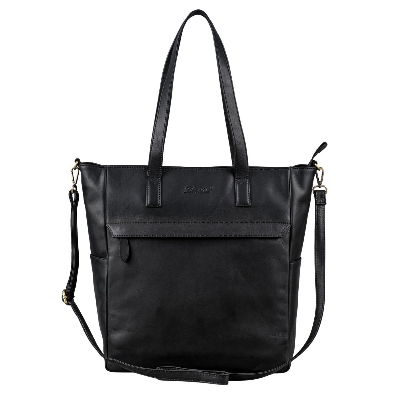 Benthill Shopper Damen Echt Leder Groß Ledertasche Umhängetasche Handtasche Vintage, Schultergurt / Umhängegurt Reißverschlussfach – Bild 2 von 5