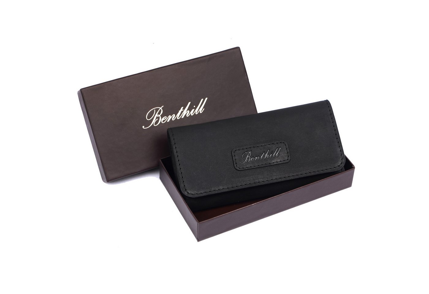 Benthill Tabakbeutel Echt Leder Tabaktasche Premium Tabakbeutel Drehertasche Echtleder, Reißverschlussfach – Bild 5 von 5