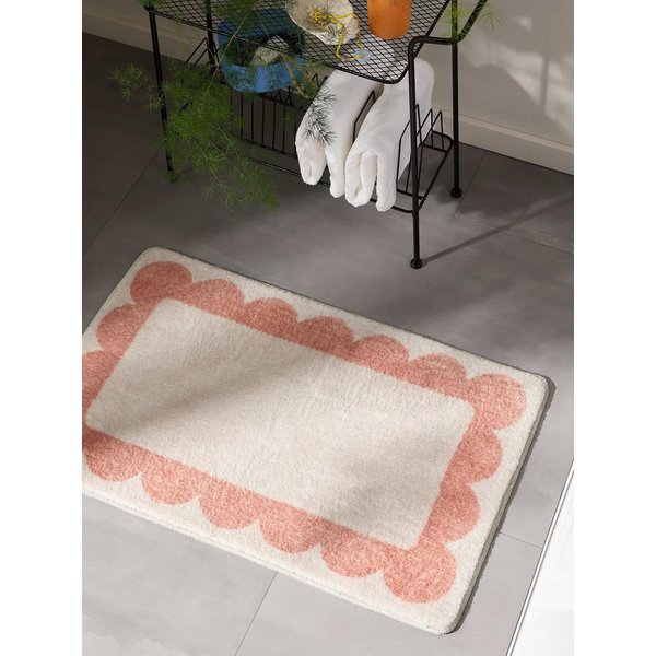 benuta Badematte Frame, Höhe 6 mm, Kunstfaser, rechteckig, Kunstfaser, Bordüre, Contemporary, Badezimmer